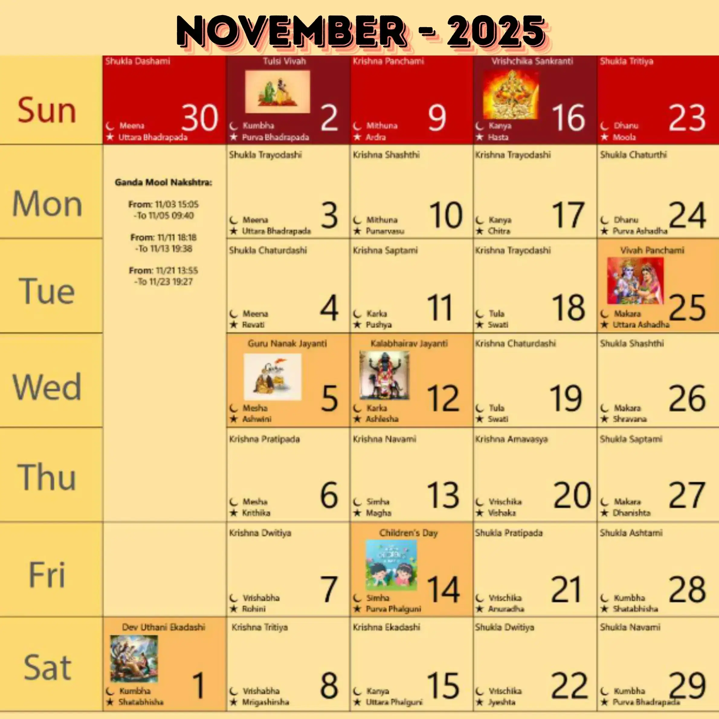 Hindu Festivals in November 2025: Complete Calendar