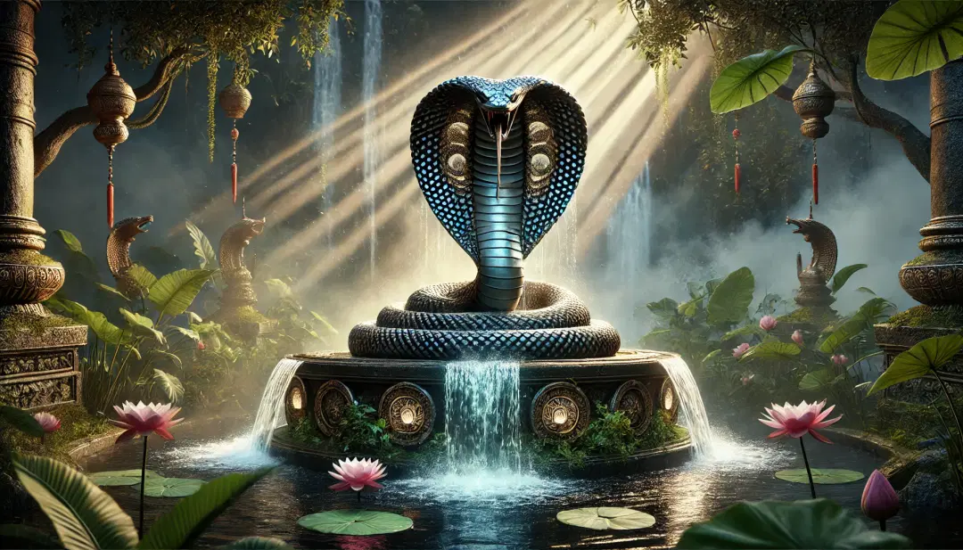 https://drive.gurucool.life/blogsImage/1723023400554.DALL·E-2024-08-07-15.05.35---A-majestic-cobra,-coiled-around-an-ancient-stone-pedestal-with-water-cascading-down-its-sides,-creating-a-mystical-and-dramatic-ambiance.-The-cobra's-.webp